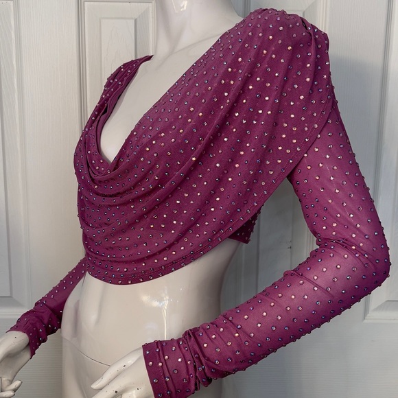 Windsor Fuchsia Rhinestone Drape Blouse - Picture 8 of 15